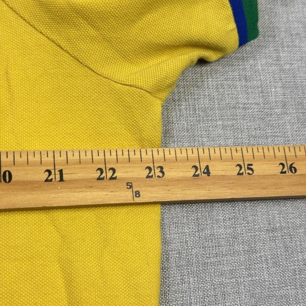 Polo Ralph Lauren Brasil Polo Shirt Mens Large Yellow 100% Cotton Graphic Logo - Picture 5 of 13